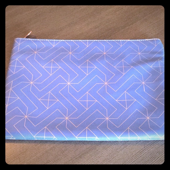 Fringe Studio Handbags - Rose gold geometric print large clutch pouch